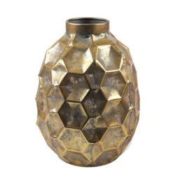 Vaas Roos Metaal D.23/H.38,5cm Goud (6/omds)