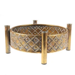 Schaal Metaal Rond D.40/H.17cm Voor 4 Kaarsen Goud 4/ds