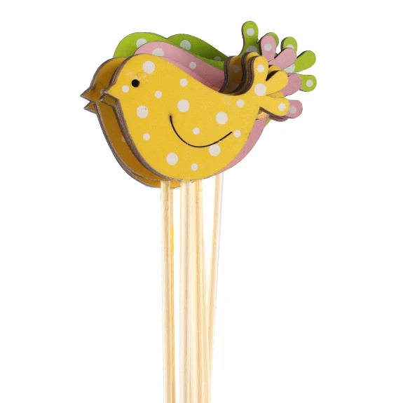 Bijsteker 50cm Vogel D.6,5x4cm Mix Groen/geel/roze 12/set 1 Bijsteker 50cm Vogel D.6,5x4cm Mix Groen/geel/roze 12/set