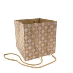 Tas Kraft Flores 20x20x20cm Roze 10/pak (120/ds) FSC Mix 70%