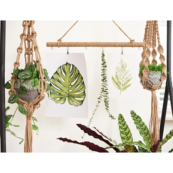 Bloempothanger Macrame D.10/H.140cm Bruin 12/ds 3 Bloempothanger Macrame D.10/H.140cm Bruin 12/ds - Afbeelding 3