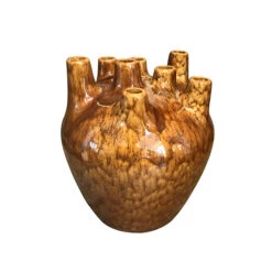 Tulp Vaas Jasmijn Small 24x22cm Bruin Gemixt