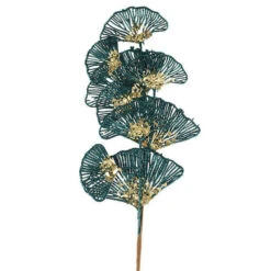 Blad Ginkgo 71cm Met Glitter Groen 12/ds