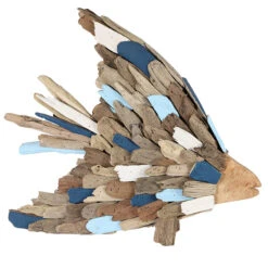 Drijfhout Vis 60cm Staand Multi Kleur Blauw 2/ds