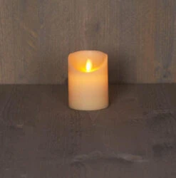 Kaars Wax Rustiek 7,5x10cm Bewegende Vlam Ivoor