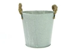 Emmer Zink D.22/H.21cm Grijs Met Touw Handvaten 24/ds