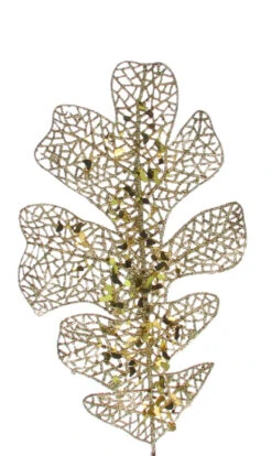 Blad Eiken 60cm Met Glitter Goud 24/ds