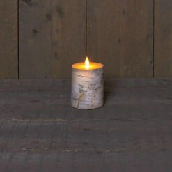Kaars Berk 7,5x10cm Op Batterij Met Timer Wit