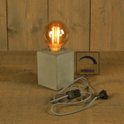 Tafellamp Cement 9,5x9,5x13cm Met Dimmer