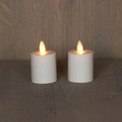 B.O.T. Kaars 4,5x8cm Ivoor + Vlam 2/set