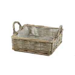 Mand Vierkant 20x20/H.7cm Old Grey Met Oren 90/ds